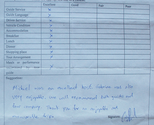 feedback of Badaling Great Wall and Ming Tombs one day bus tour